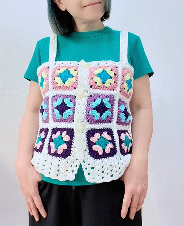 經典祖母方格拼接背心