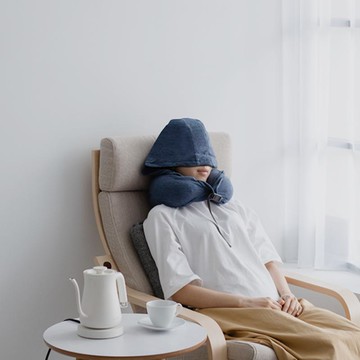 無印風U型連帽乳膠護頸枕2入組 馬卡粉x2