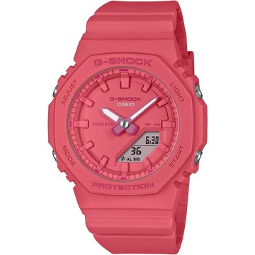 CASIO 卡西歐 G-SHOCK x ITZY 單色美學 八角雙顯女錶 －桃紅 (GMA-P2100-4A)