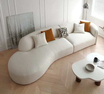 【台灣公司 可打統編】免運 沙發 創意沙發 設計師奶油風羊羔絨弧形沙發意式極簡異形宅寂風藝術客廳組合沙發 可開發票 全館六折 工廠現貨直銷 新品特價 c9241