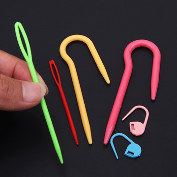 大眼塑料針塑料縫衣針毛衣線針兒童手工針U型針麻花針毛衣編織針