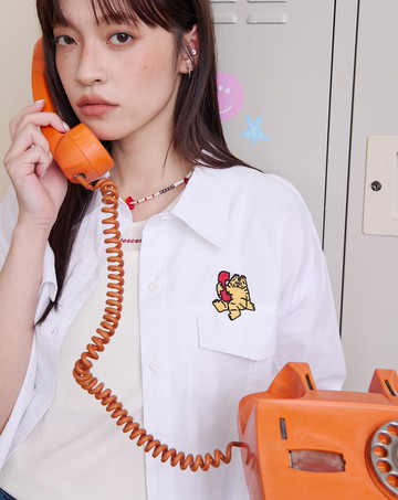 ➤gozox小虎❤️戀戀熱線粥短袖襯衫(兩色)