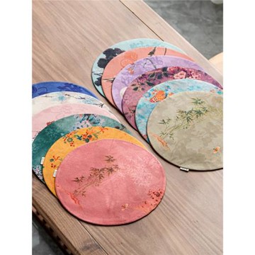 云紗圓形干泡茶席墊子新中式高檔禪意雙面隔熱復古桌布茶布茶墊