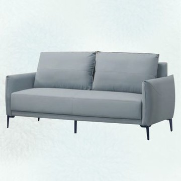 文創集 比利灰色貓抓皮革三人座沙發椅-180x77x80cm免組