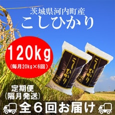 茨城県河内町産コシヒカリ20kg 全6回