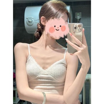 純欲白色蕾絲小吊帶帶胸墊內搭背心女夏季外穿美背打底內衣小上衣