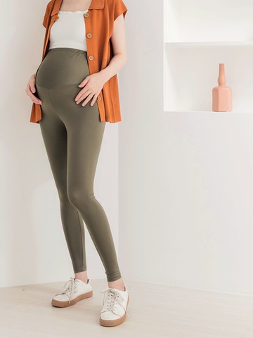 涼感．冰咖啡紗抗UV彈力內搭孕婦褲