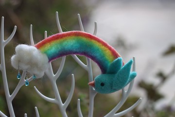 彩虹雲朵青鳥別針 訂製款