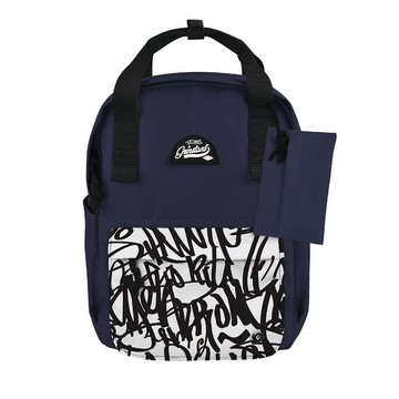 Grinstant混搭可拆組式13吋後背包 - 冒險系列 (海軍藍配塗鴉)