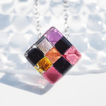 日式風格玻璃 (懷舊風【桃色】) 鍊墜項鍊 【可更改為香氛墜飾】【可選棉繩、Silver 925】【預約製作】