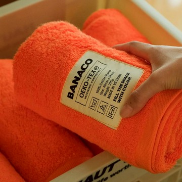 韓國 BANACO 柔軟純棉多色大毛巾 橘