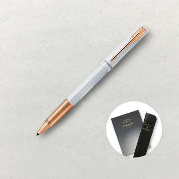 【PARKER】 威雅XL月光白鋼珠筆 真皮筆套禮盒 客製化刻字