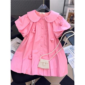 2026夏款新款女童粉色洋氣連衣裙子小女孩可愛兒童女寶寶公主裙