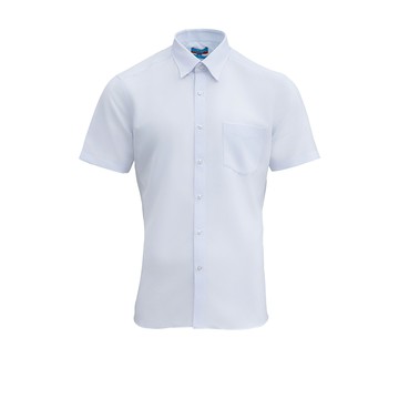 免熨防皺口袋款速乾吸濕排汗斜紋短袖上班襯衫/白色 | 5113254200