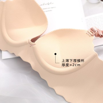 新品一片式波浪邊深V胸罩 蝴蝶結無鋼圈透氣調整型文胸套裝