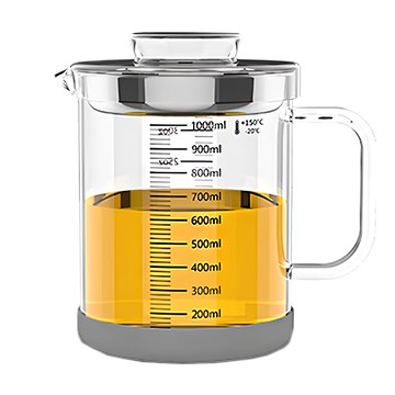 Besthot 多功能不鏽鋼玻璃濾油壺 304不鏽鋼+玻璃材質  1L  1個