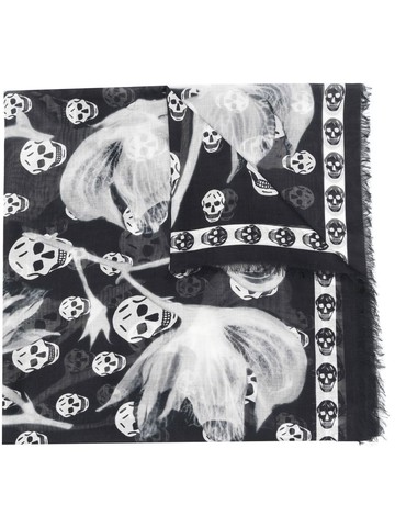 Alexander McQueen - skull-print scarf - women - Modal/Silk - One Size - White