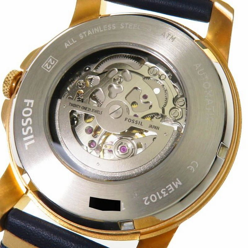 FOSSIL 自動巻き時計 ゴールド/ネイビー FOSSIL - 腕時計 ネイビー 自動巻きの通販 by ぬすだーずshop