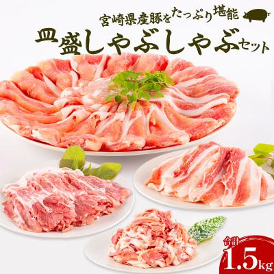 ふるさと納税 宮崎市 宮崎県産豚 皿盛しゃぶしゃぶ 切り落しセット 合計1.5kg