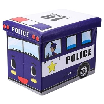 葉子小舖 卡通玩具收納箱 無紡布材質  藏青色警車  25 x 30 x 55cm  1個