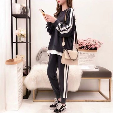 長袖褲裝兩件套妹妹大碼寬松減齡休閒套裝女冬春秋季新款【倪醬】