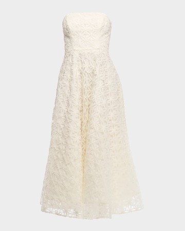 Strapless Floral Applique Maxi Dress