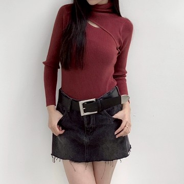 【Aa.chic】秋冬高領前簍空坑條打底衣(七色).女裝/打底衣/坑條/百搭/簍空/辣妹/秋冬/針織【C131916】