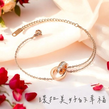 🧡快速出貨『免費刻字』【OCTOBER 16Th】鈦鋼鍍玫瑰金雙環羅馬數字手鍊＃CRY1140 開運 生日禮物 閨蜜禮物 情人節禮物 女友禮物 交換禮物 純銀手鍊 客製化禮物