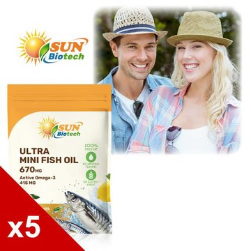 【Sun日落恩賜】超純淨迷你魚油軟膠囊x5袋組(30粒/袋)