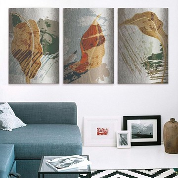 金屬長方形植物無框畫 彩色落葉 第6~8款 掛畫 裝飾畫 客製化