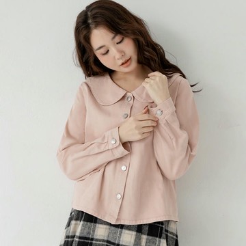 牛仔襯衫式娃娃領外套
