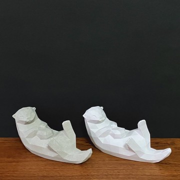 【水泥動物擺飾-水獺】Low-poly / 清水模 / 桌上療癒 / 送禮