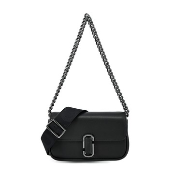 MARC JACOBS MJ THE J MARC MINI寬背帶翻蓋兩用包-迷你/黑銀