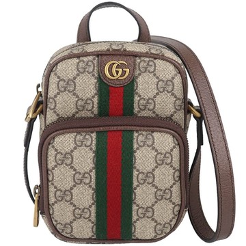 GUCCI 古馳  Ophidia GG 標誌帆布皮邊兩用小型子母手提/斜背包