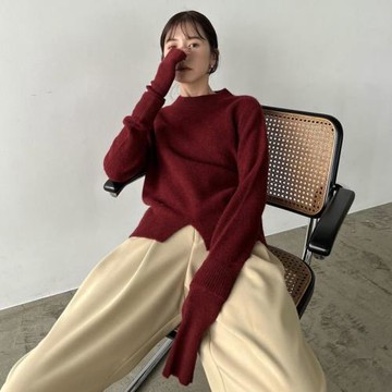 日系CLANE松本惠奈羊毛毛衣女收腰開衩疊層袖加厚針織衫外穿上衣