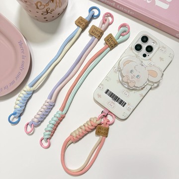 Twinko💗[PH350]❥超Q小熊標籤*雙色手工編織短掛繩/腕環腕鍊/無敵方便7色/鑰匙圈