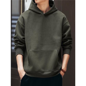 (免運)格藍鹿美式純色重磅簡約連帽衛衣男秋季加絨復古休閑男士上衣外套