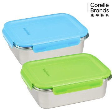 Corelle Brands 316不鏽鋼可微波保鮮盒2入組(2350mlx2)兩色可選