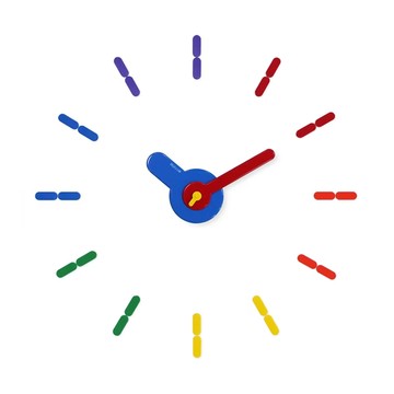 Ontime DIY壁貼掛鐘，ABS塑膠材質，48-60cm可自由發揮  彩虹色