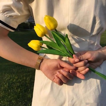 新款婚紗攝影道具拍照道具仿真手捧花PU塑料郁金香仿真花假花