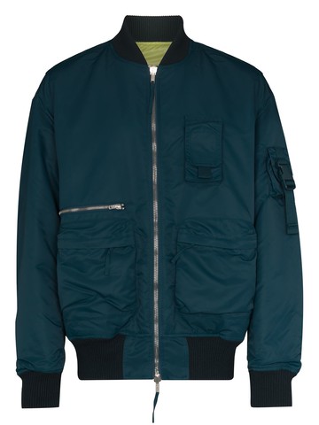 Helmut Lang - reversible zip-up bomber jacket - men - Polyester/Nylon/Cotton - M - Blue