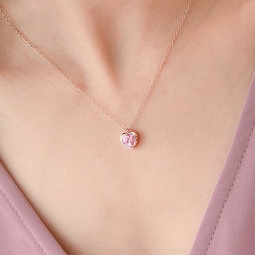 RADIANT STAR 璀璨之星 初心愛戀愛心鋯石玫瑰金項鍊 925純銀 VRS186  粉鑽愛心 玫瑰金色 + 粉色