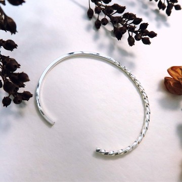 ART64 純銀 光影迴旋 C型手環 925純銀手環 可調式 女生手環