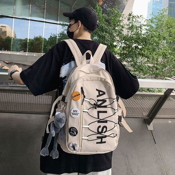 韓系簡約後背包💎書包男大學生韓版初中高中生大容量ins潮酷揹包女時尚休閒雙肩包學生大容量書包 防水百搭背包 書包 雙肩