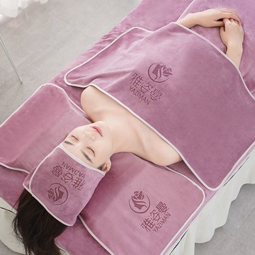 美容院專用毛巾包頭巾賓館高端激光刺繡淺粉色洗澡面巾帶洞防靜電