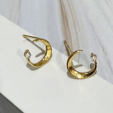 G&G日常小耳環-月亮小鑽(針式)
