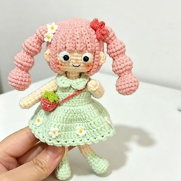 材料包🍋毛線鉤織莓莓泡泡女孩呆萌小玩偶編織diy材料包鉤針手工自制玩偶 手工藝毛線編織材料包 新手鉤針手做交換禮物 創