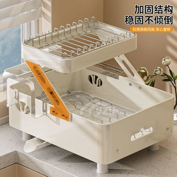 💯桃園出庫-夯貨熱銷中💯碗碟收納架瀝水籃碗架碗盤碗筷放碗盤子雙層新款不鏽鋼廚房置物架