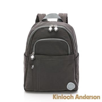 【金安德森】  River 皺褶感前袋拉鍊後背包-霧灰
