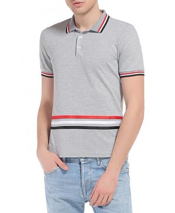 FINDSENSE MD 時尚 男 歐美 拼色 黑白紅條紋 翻領 POLO衫 大碼 休閒 打底短T 短袖T恤 特色短T